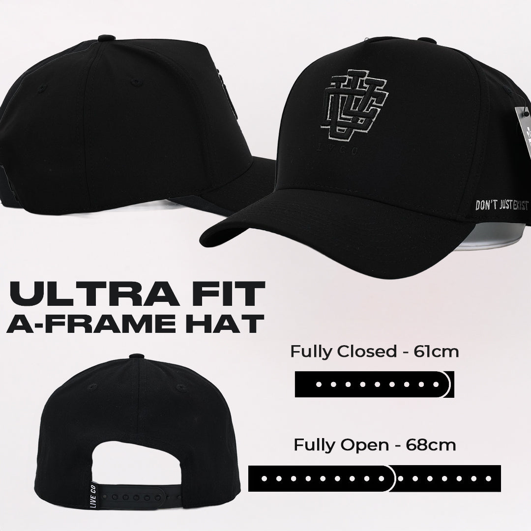ULTRA FIT Black Water-Resistant A-Frame Snapback