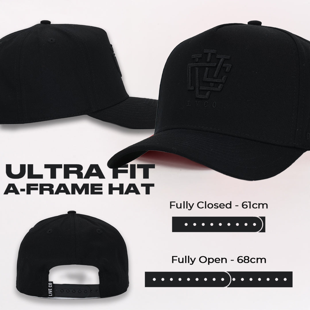 ULTRA FIT Blk Blk A-Frame Snapback