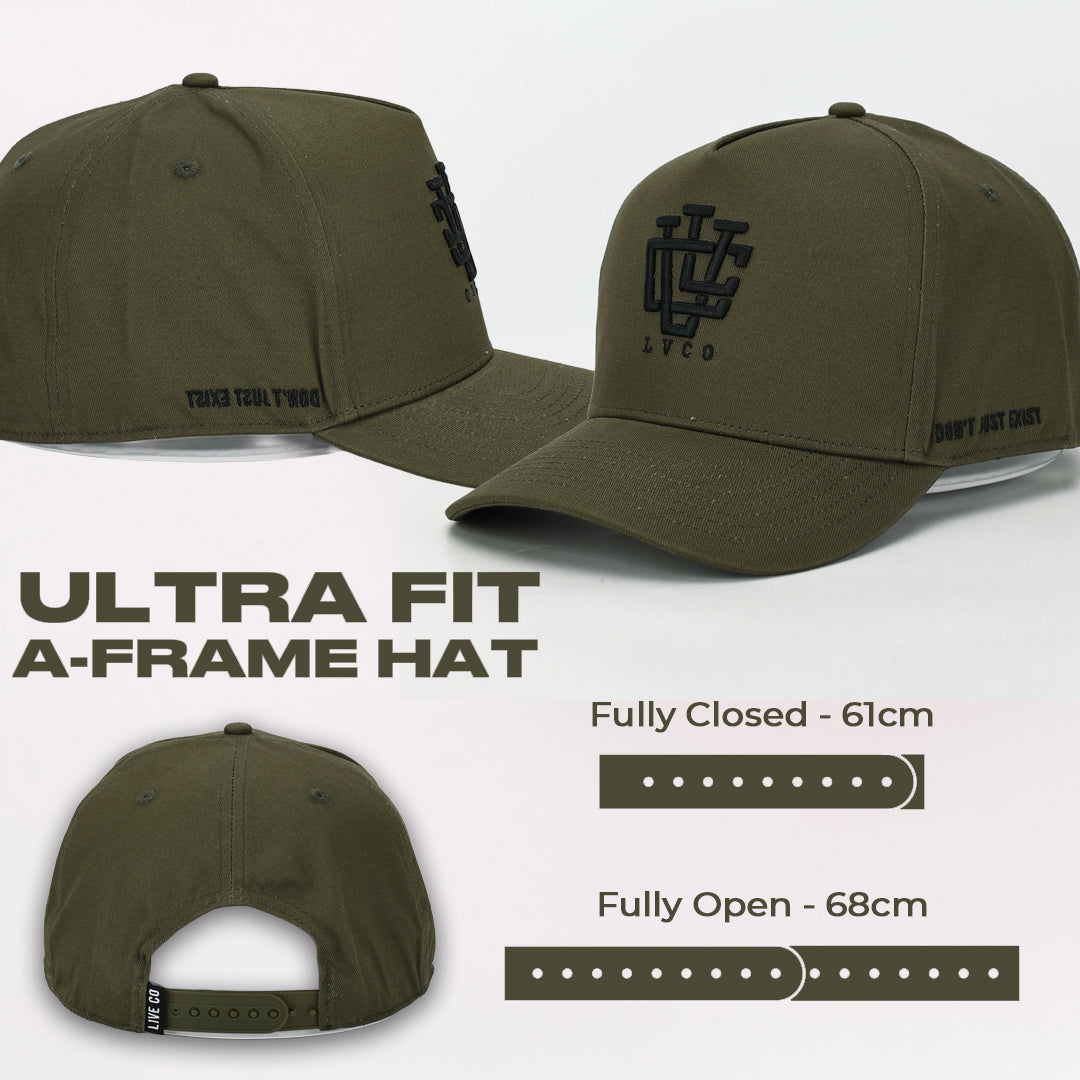 ULTRA FIT Khaki Black A-Frame Snapback